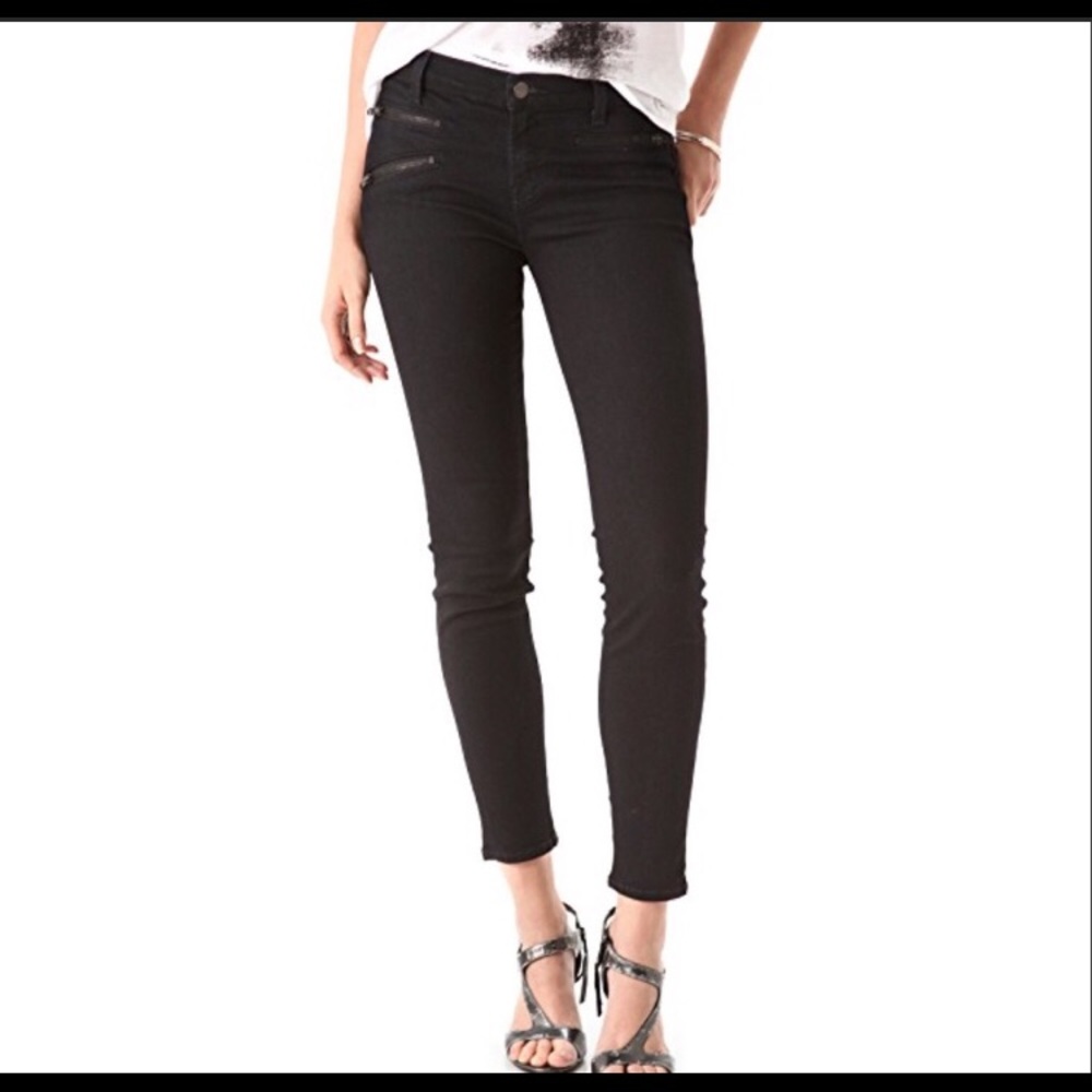 J Brand ZOEY zipper trim Skinny Jeans Black